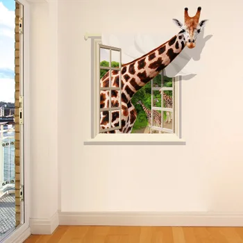 Super Liels Sienas Uzlīmes 3D Žirafe Sienas, Attēlus Dzīvojamā Istaba Bērnu Istabas Apdare, Plakātu, Dzīvnieku Tapetes Izdrukas Sienas Māksla
