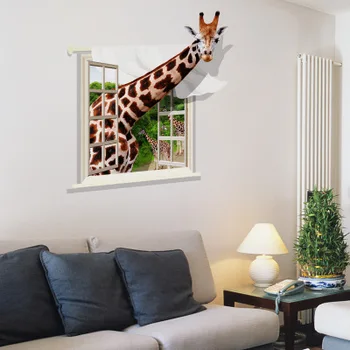 Super Liels Sienas Uzlīmes 3D Žirafe Sienas, Attēlus Dzīvojamā Istaba Bērnu Istabas Apdare, Plakātu, Dzīvnieku Tapetes Izdrukas Sienas Māksla