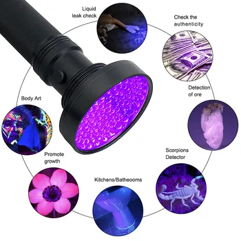 Super Spilgti UV Lukturīti 100 Led 395nm Portatīvo ultravioleto Led Lāpu Gaismas Lampa Scorpio Suņu Urīna Pet Traipu un Gulta