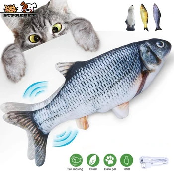 SUPREPET Dejas Zivju Kaķis Rotaļlietas 3D Plīša Nozvejas Mani Rotaļlieta ar Catnip Elektriskās Uzlādes ar USB Interaktīvās Kaķis Rotaļlietas Trīcošās Zivju Kaķis Rotaļlietas