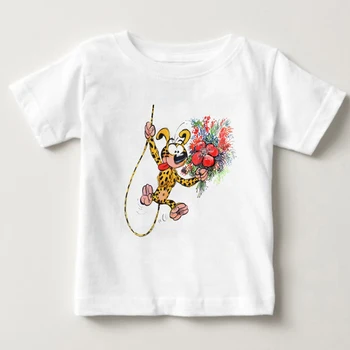 Sur la piste du Marsupilami piedzīvojumu T-Krekls Smieklīgi ilgi asti leopard karikatūra krekls zēnu, Meiteni, Vasaras krekls bērniem īsām piedurknēm