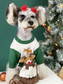 Suņu apģērbi, rudens un ziemas drēbes, džemperi Ziemassvētku dienā svētku Rotaļu Schnauzer Pomerānijas Corgi kaķis pet džemperis