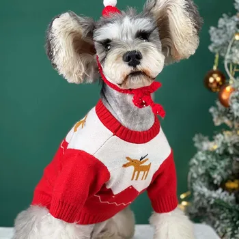 Suņu apģērbi, rudens un ziemas drēbes, džemperi Ziemassvētku dienā svētku Rotaļu Schnauzer Pomerānijas Corgi kaķis pet džemperis