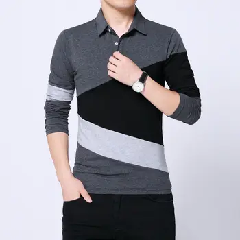 Svītrains Dizains Jauns 2019 Zīmolu Vīriešu Polo Krekls ar garām Piedurknēm Modes Pavasara Rudens Drēbes Plus Āzijas Izmērs M-3XL 4XL 5XL