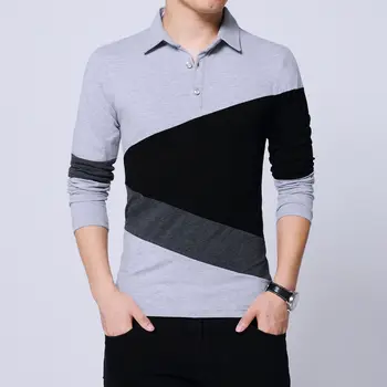 Svītrains Dizains Jauns 2019 Zīmolu Vīriešu Polo Krekls ar garām Piedurknēm Modes Pavasara Rudens Drēbes Plus Āzijas Izmērs M-3XL 4XL 5XL