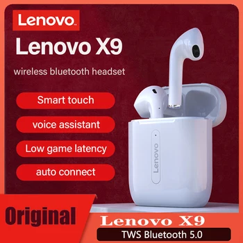 Sākotnējā Lenovo X9 TWS Bezvadu Austiņas Bluetooth Austiņas Touch Kontroli Earbuds Sweatproof Sporta Mic Android/IOS