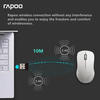Sākotnējā Rapoo Klusums Bezvadu Optiskā Pele skaņas Izslēgšanas Pogu Noklikšķiniet uz Mini Klusa Spēle Pelēm 1000 DPI par Macbook DATORU, Portatīvo Datoru