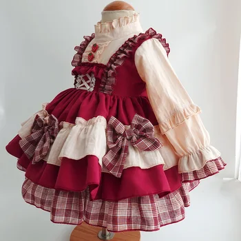 Sākotnējā Rudens un Ziemas Lolita Stila Toddler Meitene Kleita Baby Retro garām Piedurknēm Princese Kostīmu Chidlren Apģērbi 5508
