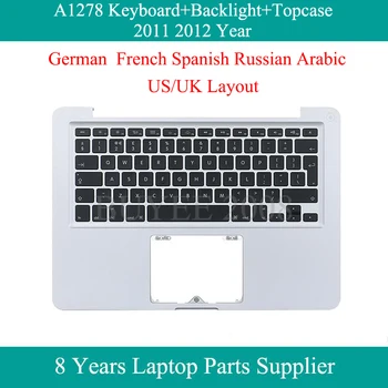Sākotnējā Topcase Par Macbook Pro ASV AK A1278 Klaviatūras Apgaismojums 2011 2012 Top Gadījumos, vācu, franču Azerty spāņu, krievu, arābu