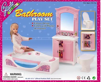 Sākotnējā vannas barbie lelle izlietnes aksesuāri vannas istaba vanna, tualete, vannas istabu barbie mēbeles komplekts 1/6 bjd lelles rotaļlietas