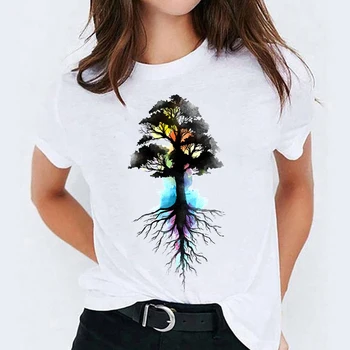 T-krekli, Tops Sievietēm, Augu Ziedu Drukas 90s Apģērbu Gadījuma Drukāt Lady Sieviešu Grafiskais T Krekls Dāmas Sieviešu Tee T-Krekls