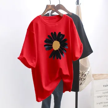 T-Krekls Plus Izmēra 5xl Margrietiņas Iespiesti Topi Sieviešu Vasaras korejas Janpan Tee 