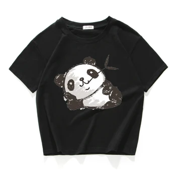 T Krekls Sievietēm Vasarā Īsām Piedurknēm Tee Krekli Crop Topi Harajuku Panda Drukāt Tshirt Kokvilnas Ulzzang T-krekls Sievietēm