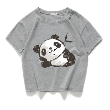 T Krekls Sievietēm Vasarā Īsām Piedurknēm Tee Krekli Crop Topi Harajuku Panda Drukāt Tshirt Kokvilnas Ulzzang T-krekls Sievietēm
