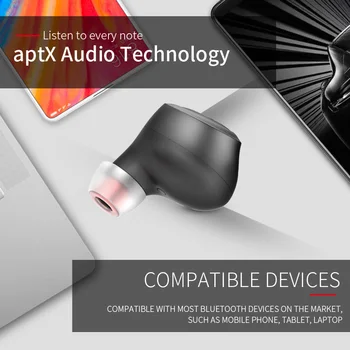 T1 Bluetooth 5.0 Austiņas atbalsta aptx AAC Bezvadu Austiņas 6 stundas mūzikas laiku ar HD dziļš bass mini earbuds viedtālrunis 16019