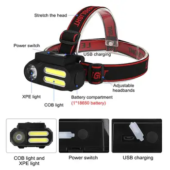 T6+COB USB Uzlādējams Lukturis Mini Portatīvo LED Lukturu Lampiņu Kempings Zvejas Gaismas Laternu Ūdensdrošs kabatas Lukturītis