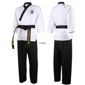 Taekwondo Drēbes, Bērnu Apmācība Apģērbu Pieaugušo garām Piedurknēm Darbības Apģērbs Vīriešu Femal Taekwondo uzvalks T156