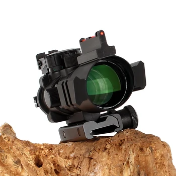 Taktiskā ohhunt 4x32 Kompakts Riflescope Tri-Izgaismotas Ātru Sākot Tīkliņš ar Atpakaļ uz Augšu Optisko Šķiedru Priekšējiem un Aizmugures Redzesloka