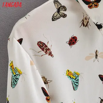 Tangada sieviešu retro dzīvnieku print šifona blūze ar garām piedurknēm, elegants sieviešu ikdienas brīvs krekls blusas femininas 1F75