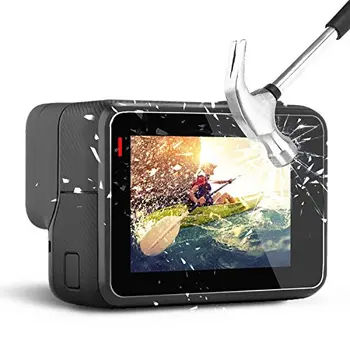TEELSIN 2gab Anti-scratch Ūdensizturīgs Rūdīta Stikla Ekrāna Attiecas Aizsargi Filmu komplektu par GoPro Hero 6 Varonis, 5 Melns Piederumu