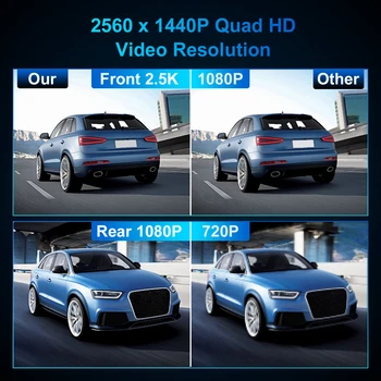 ThiEYE CarView 3 2.5 K DVR Kamera 10inch Touch Ekrāns, Full HD1080P Video Reģistrators ar Dual Objektīvs Spogulis, Atpakaļskata Dash Kamera