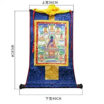 Tibetas Thangka Astoņas Medicīnas Budas Statujas, Koka Ritiniet Drukāšanas 13