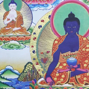 Tibetas Thangka Astoņas Medicīnas Budas Statujas, Koka Ritiniet Drukāšanas 13