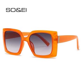 TIK&EI Modes Lielizmēra Kvadrātveida Sieviešu Saulesbrilles Vintage Pelēko Gradientu Vīriešiem, Saules Brilles Toņos UV400