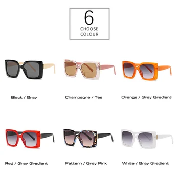 TIK&EI Modes Lielizmēra Kvadrātveida Sieviešu Saulesbrilles Vintage Pelēko Gradientu Vīriešiem, Saules Brilles Toņos UV400