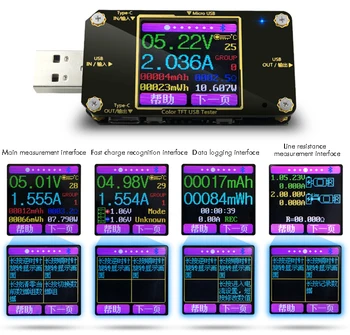 Tipa-C PD Multimetrs Detektoru USB Testeri w/ Bluetooth Ciparu Displejs Sprieguma un Strāvas Mērītāja Jaudas Mērīšanas Instrumenta
