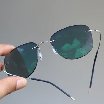 Titāna Pārejas Aviācijas Saulesbrilles Photochromic Lasīšanas Brilles bez apmales Brilles Vīriešiem ar Dioptriju
