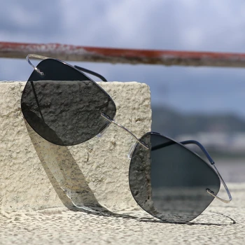 Titāna Pārejas Aviācijas Saulesbrilles Photochromic Lasīšanas Brilles bez apmales Brilles Vīriešiem ar Dioptriju