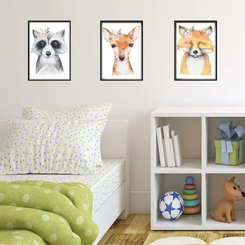 Tofok 3PCS Karikatūra Dzīvnieku Fox Luncināties Sienas Uzlīmes, Guļamistaba, Dzīvojamā istaba Fona Sienas Radošo Apdare Uzlīmes Noņemamas