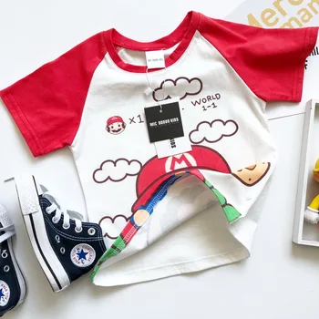 Tonytaobaby Vasaras Drēbes, Jaunu Cute Karikatūra Meiteņu un Zēnu Kokvilnas ar Īsām Piedurknēm T-krekls
