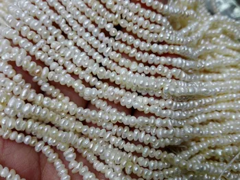 Top Nekustamā Dabīgo Saldūdens Pērli 2X4mm Dabas White Pearl izcelt pērle 37cm Daļa Zaudēt Krelles sieviešu Rotaslietas