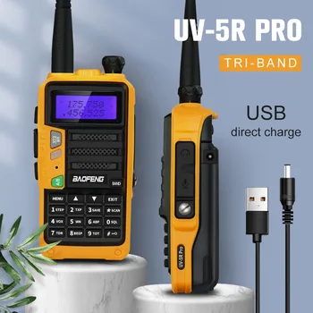 Tri-Band-Baofeng UV-5R Pro Walkie Talkie, 8W divvirzienu Radio 220-260MHz VHF UHF FM Transīvers UV 5R Uzlabot Portatīvo Ham Radio