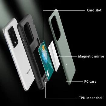Triecienizturīgs Case For Samsung Galaxy S20 S20 Plus Karšu Īpašniekiem Back Case For Samsung S20 Ultra Segtu Ar Slēpto Make Up Spogulis
