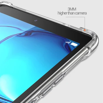 Triecienizturīgs silikona gadījumā Huawei MediaPad M3 Lite 10.1 BAH-W09 BAH-AL00 caurspīdīgu gumijas aizmugurējo vāciņu elastīgu bufera coque
