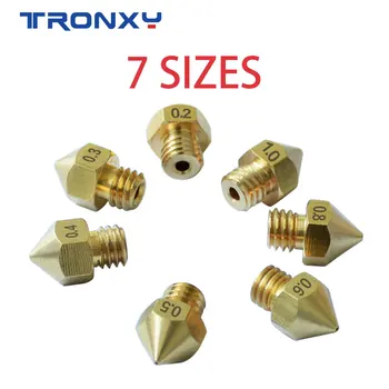 TRONXY 7PC 3D Printera Daļas, Misiņa, Vara Uzgali 0.2 0.3 0.4 mm 0.5 mm 0.6 mm 0.8 mm 1,0 mm Presēt Print Head Par 1,75 MM Pavedienu