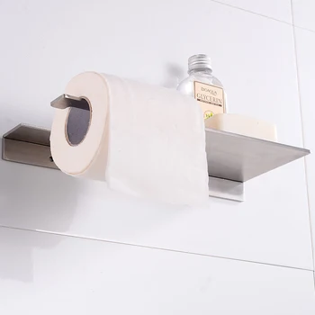 Tualetes papīra turētājs melnā nerūsējoša tērauda vannas istaba ruļļu turētājs pie sienas piestiprinātās audu Sabiezējumu turētājs ateja šampūnu plauktā