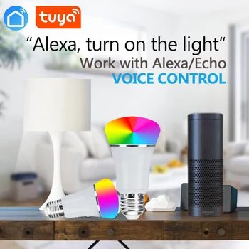 Tuya app tālvadības pults smart wifi spuldzes slēdzis krāsu korekcija savienojumu Amazon Alexa, Google home E27 B22 E26