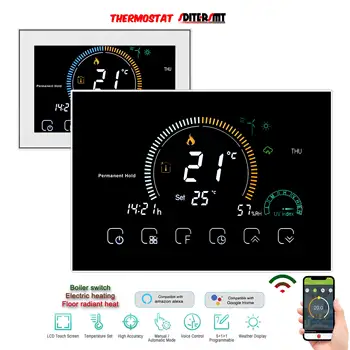 TUYA Programmējamu Apkures Termostats WIFI Google Home Kontroles Grīdas Siltuma Dual Sensors 16A/5A