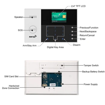Tuya WIFI GSM Mājas apsardzes pakalpojumi, Apsardzes Drošības Signalizācijas Sistēma 433MHz APP Kontroles LCD Touch Keyboard 11 Valodās Bezvadu Signalizācijas Sistēma, Komplekts