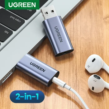 Ugreen Skaņas Karti 2-in-1 USB Audio Interfeiss Ārējās 3.5 mm Audio Adapteri Soundcard Klēpjdatoru PS4 Austiņas USB Skaņas Karti, kas