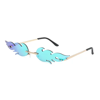 Uguns formas Saulesbrilles Sieviešu Modes smaill Lielums Bezrāmju Cat eye Spoguļi Saules Brilles sievietēm Lady Sieviešu Zīmola Dizainere