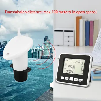 Ultraskaņas Bezvadu Ūdens Tvertnes Šķidrums Dziļums Līmeņa Mērītāja Sensoru ar Temperatūras Displejs ar 3,3 Collu LED Displejs 13489