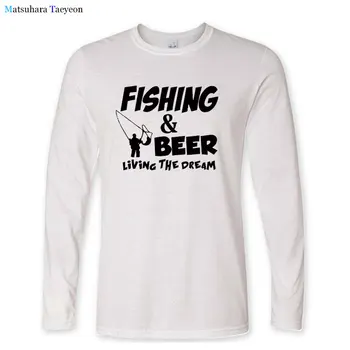 Un Alus Dzīves Sapnis Smieklīgi garām Piedurknēm t krekls vīriešu Dzimšanas dienas dāvana Zvejnieks Kokvilnas T-Krekls pilnu Piedurknēm teeshirts rudens