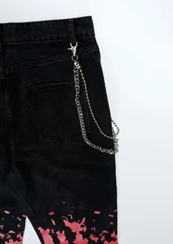 UNCLEDONJM Liesmas džinsi vīriešu modes ķēdes apdare plaša kāju bikses Iela tendence zaudēt džinsa džinsi AD-N6006