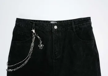 UNCLEDONJM Liesmas džinsi vīriešu modes ķēdes apdare plaša kāju bikses Iela tendence zaudēt džinsa džinsi AD-N6006