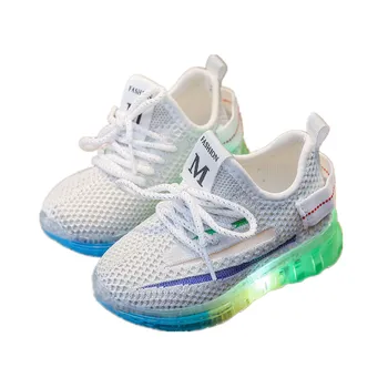 Unisex Bērniem LED Kvēlojošs apavi Ērti Apavi Boy Elpojošs Modes Rozā Meitenei Kurpes Tenis Infantil Izmēriem 21-30